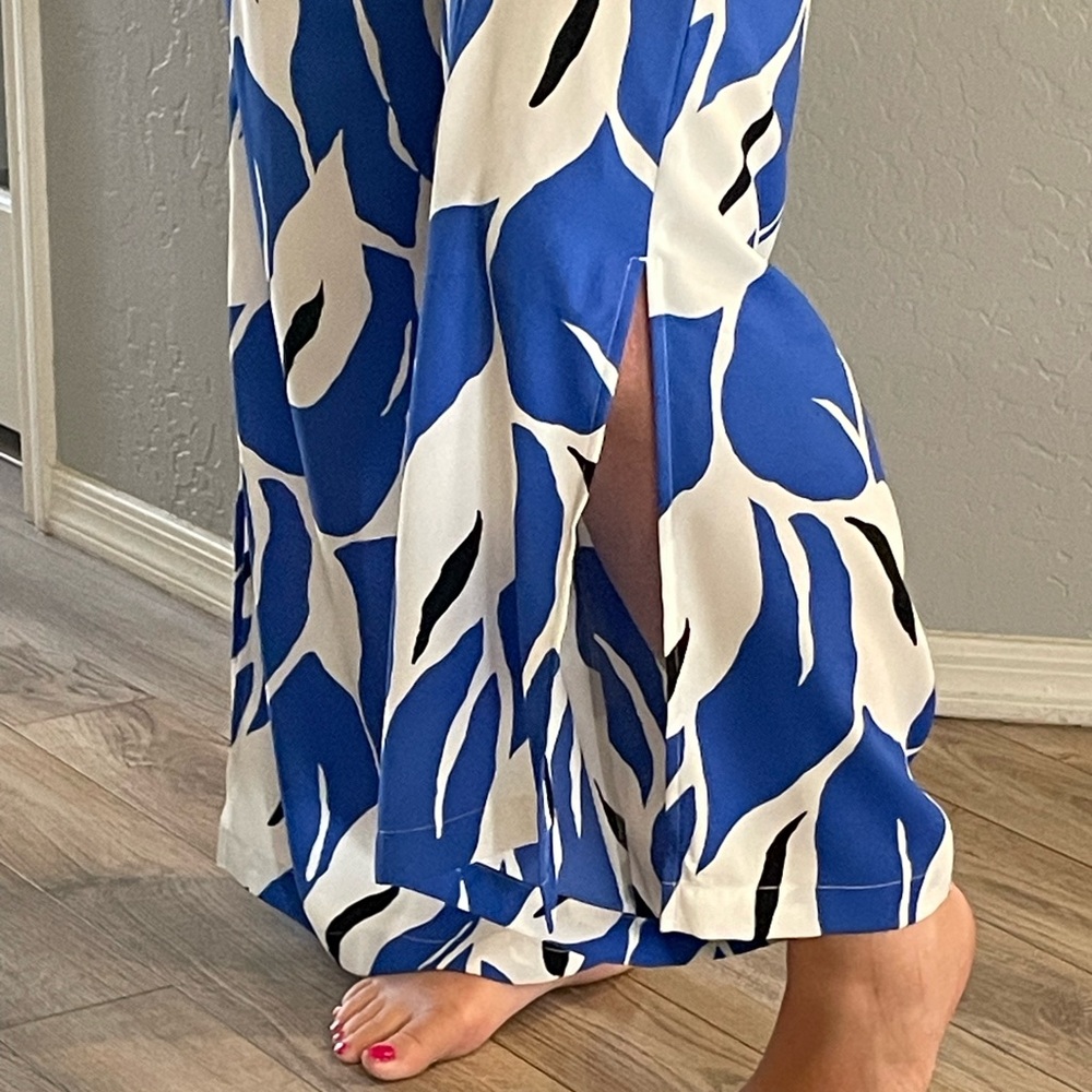 Hawaiian Patterned Wide-Leg Nine West Fun Resort pants Outfit sexy slit Pants!